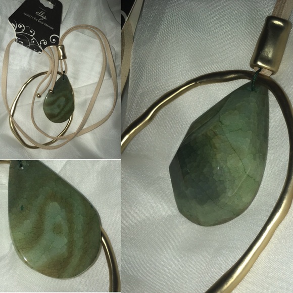 3-$20 Elly Natural Gemstone Suede Statement Necklace - Picture 3 of 4